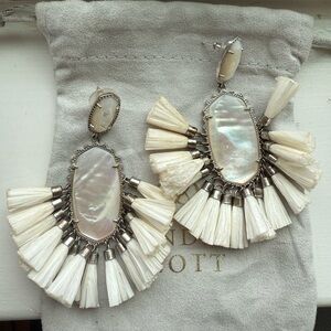 Kendra Scott Christina Statement Earrings in Rhodium and Ivory MOP